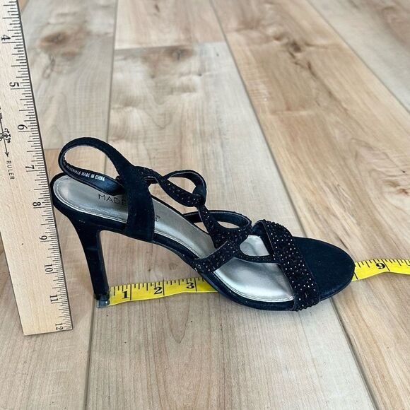 EUC Madeline Stuart 4" Black Strappy Beaded/Gem Heel-Sandal Size 7M - Picture 10 of 16